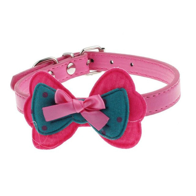 Super Deal  New Double Bowknot Adjustable Pet Collars Cat Dog Puppy Pet Collars XT