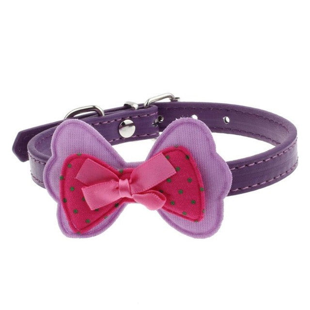 Super Deal  New Double Bowknot Adjustable Pet Collars Cat Dog Puppy Pet Collars XT