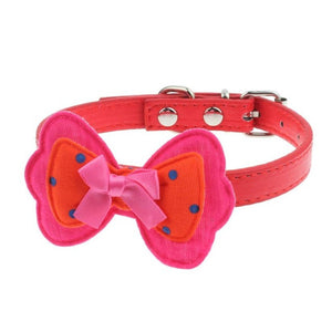 Super Deal  New Double Bowknot Adjustable Pet Collars Cat Dog Puppy Pet Collars XT