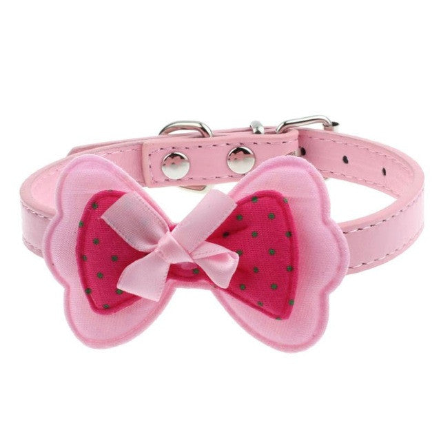 Super Deal  New Double Bowknot Adjustable Pet Collars Cat Dog Puppy Pet Collars XT