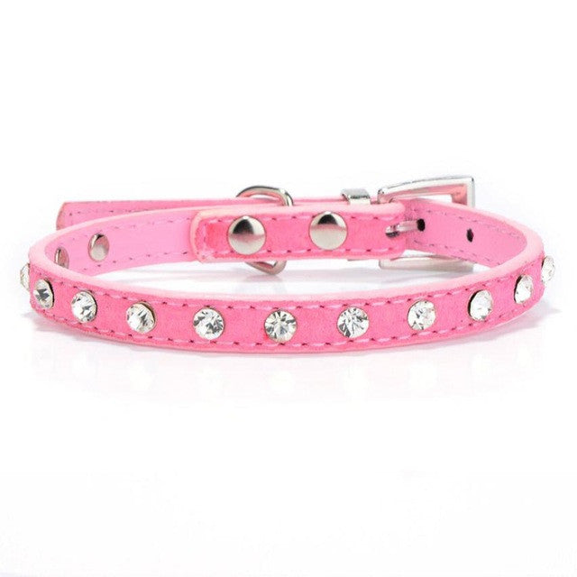 Super Deal Rhinestone Adjustable Leather Dog Puppy Cat Collars Necklace Neck #01