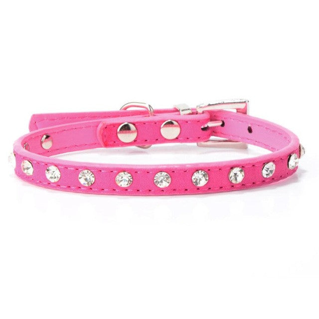 Super Deal Rhinestone Adjustable Leather Dog Puppy Cat Collars Necklace Neck #01