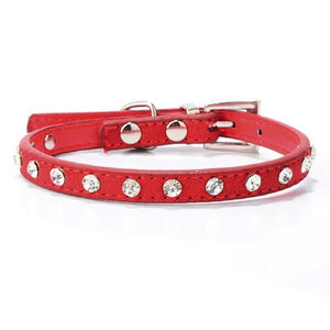 Super Deal Rhinestone Adjustable Leather Dog Puppy Cat Collars Necklace Neck #01