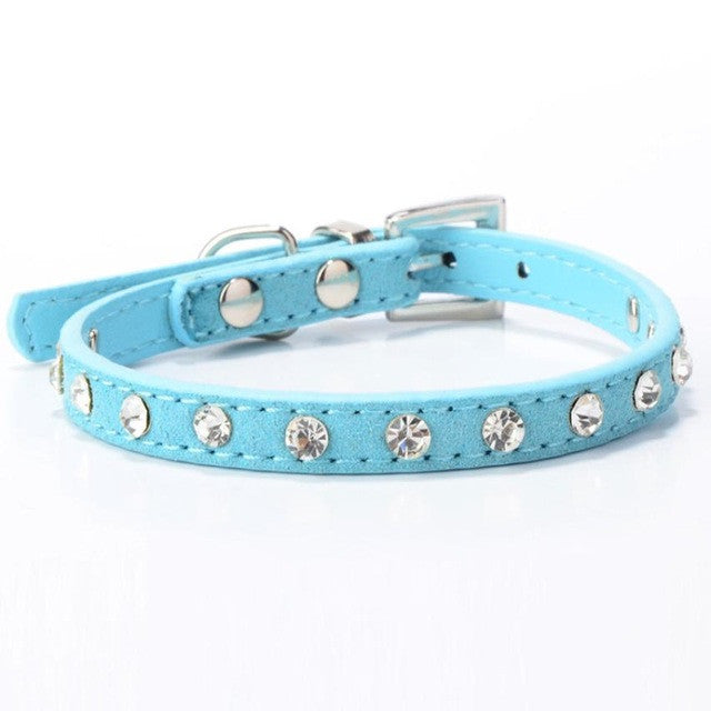 Super Deal Rhinestone Adjustable Leather Dog Puppy Cat Collars Necklace Neck #01