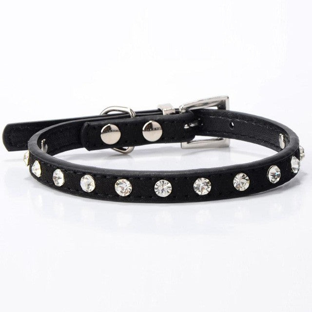 Super Deal Rhinestone Adjustable Leather Dog Puppy Cat Collars Necklace Neck #01