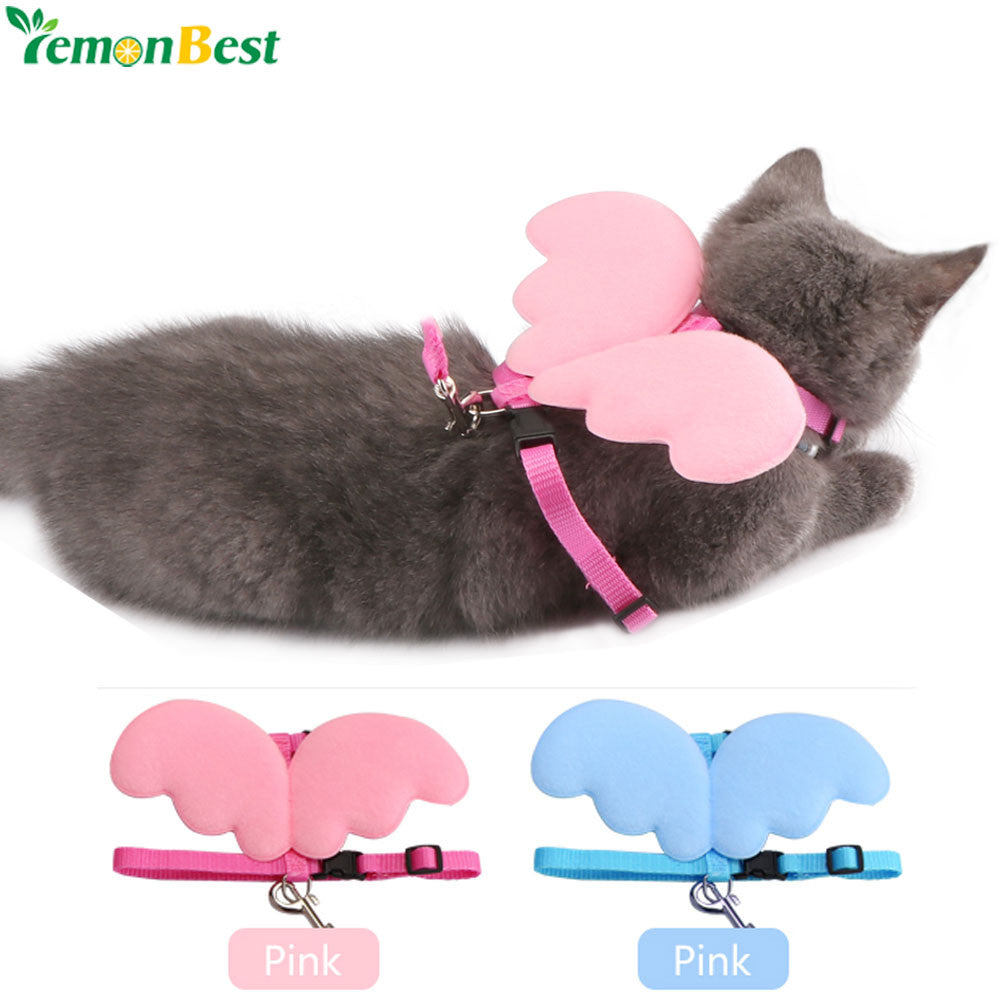 Pet Supplies Adjustable Dog Collars Dog Cat Traction Rope Puppy Pet Nylon Angel Wings Chest Straps Lead Leash Cute Cat Pet Leads